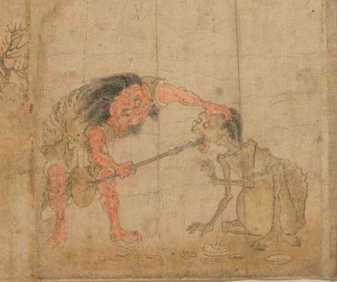 Japanese hanging scroll, a Japanese art, taking tongue away