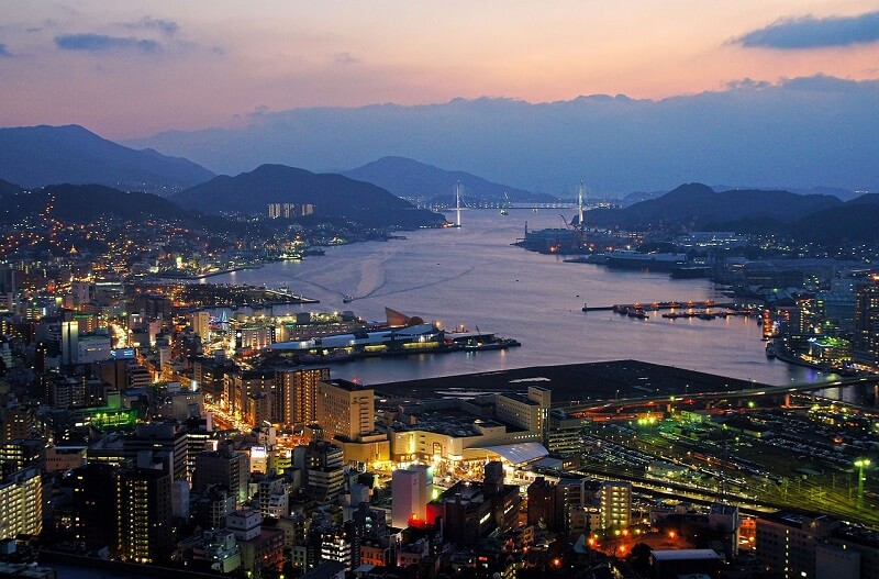 night landscape view of Nagasaki