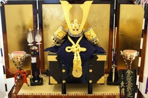 Samurai helmet, Japanese Kabuto, as a Samural doll