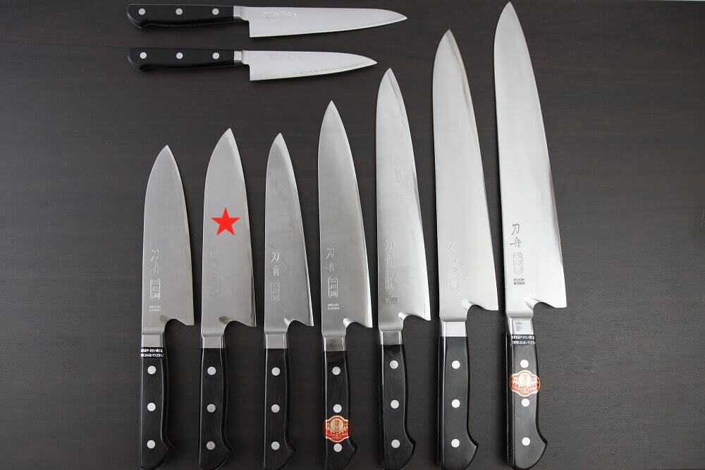 Japanese Santoku knife for professionals and home kitchen, one among Toshu lineup