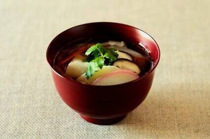 Japanese lacquerware soup cup in use