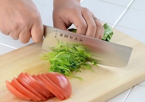 Japanese kitchen knife, cutting vegetables