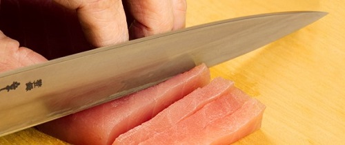 Japanese kitchen knife, slicing Sashimi for Sushi