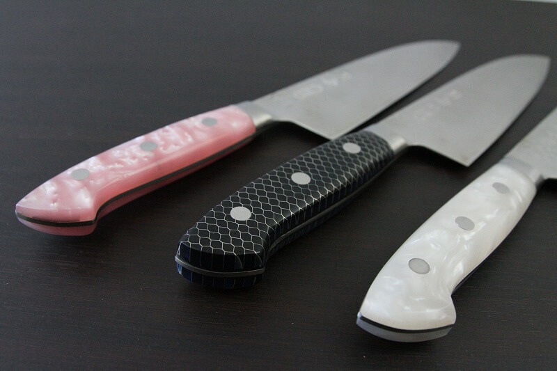 Toshu Made-to-order Japanese chef knives, details of custom handles