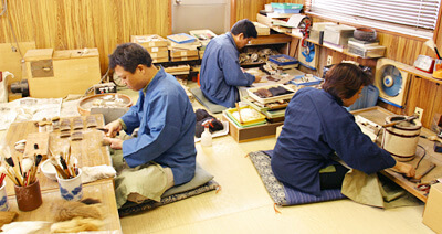 craftsmen are making Nara writing brush for Japanese calligraphy or shodo