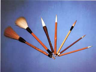 product examples of Nara writing brushes, a Japanese traditional craft