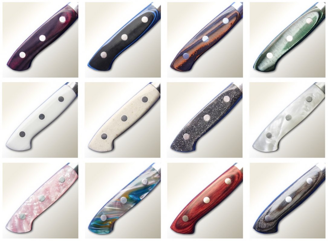 Toshu custom knife, finest quality made-to-order Japanese chef knives, handles