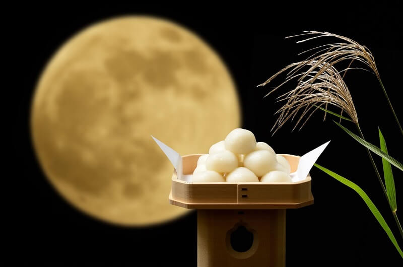 Japanese moon viewing, moon and dumpling