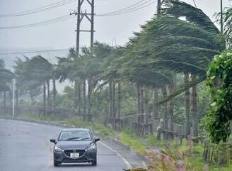 car is running in a typhoon