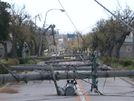 broken pillars by a huge typhoon