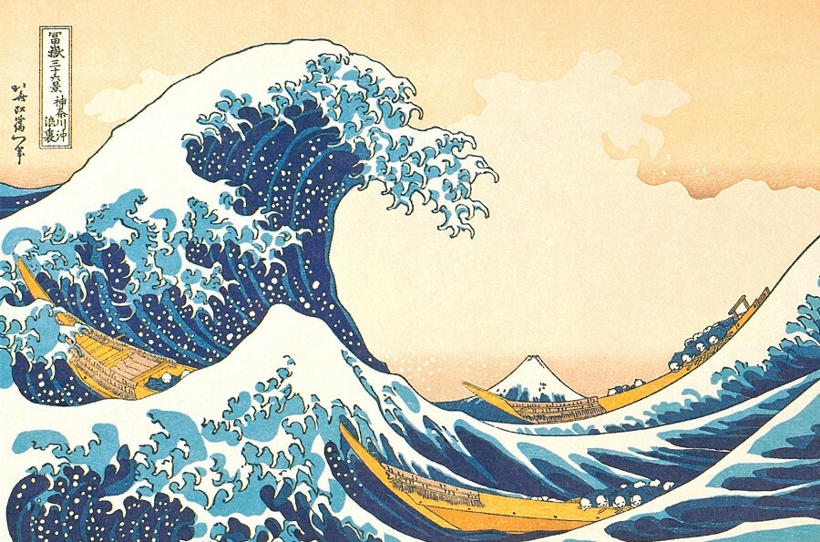 Famous Ukiyo-e print by Hokusai, The Great Wave