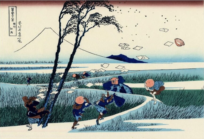 Japanese artistic woodblock print, Ukiyo-e, expressing what are unable to be seen