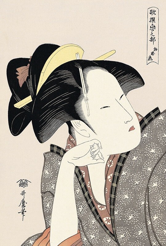 Bijin-ga, Ukiyo-e of beautiful woman, by Kitagawa Utamaro, entire view
